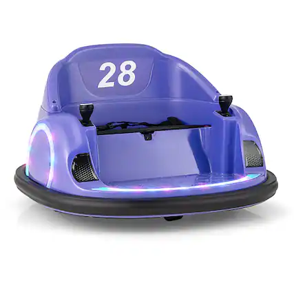 Front. SlickBlue - 360° Spinning 12V Toddler Ride-On Bumper Car with Remote Control - Purple.