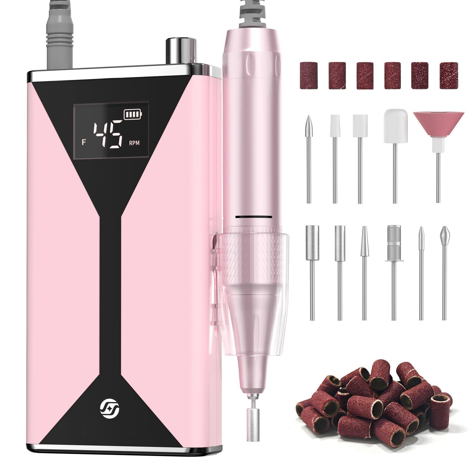 PARKER SLATER - Nail Kit Beginner Drill UV Light Acrylic Powder Gel Polish Portable Cordless Professional-Grade 45,000RPMDrill This