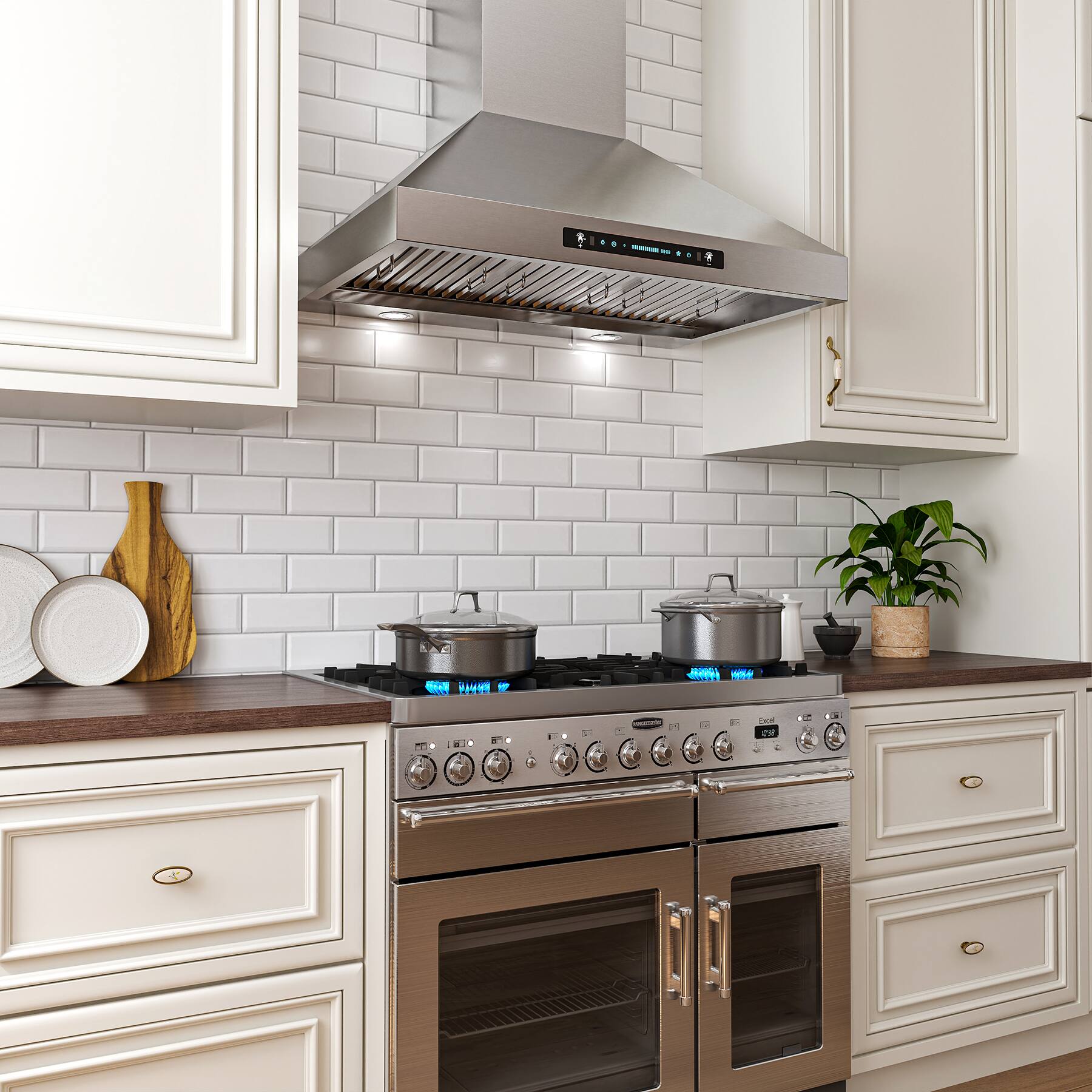 Alt View 2. Onefly - 36 inches - Convertible - Wall Mount Range Hood - Stainless steel.