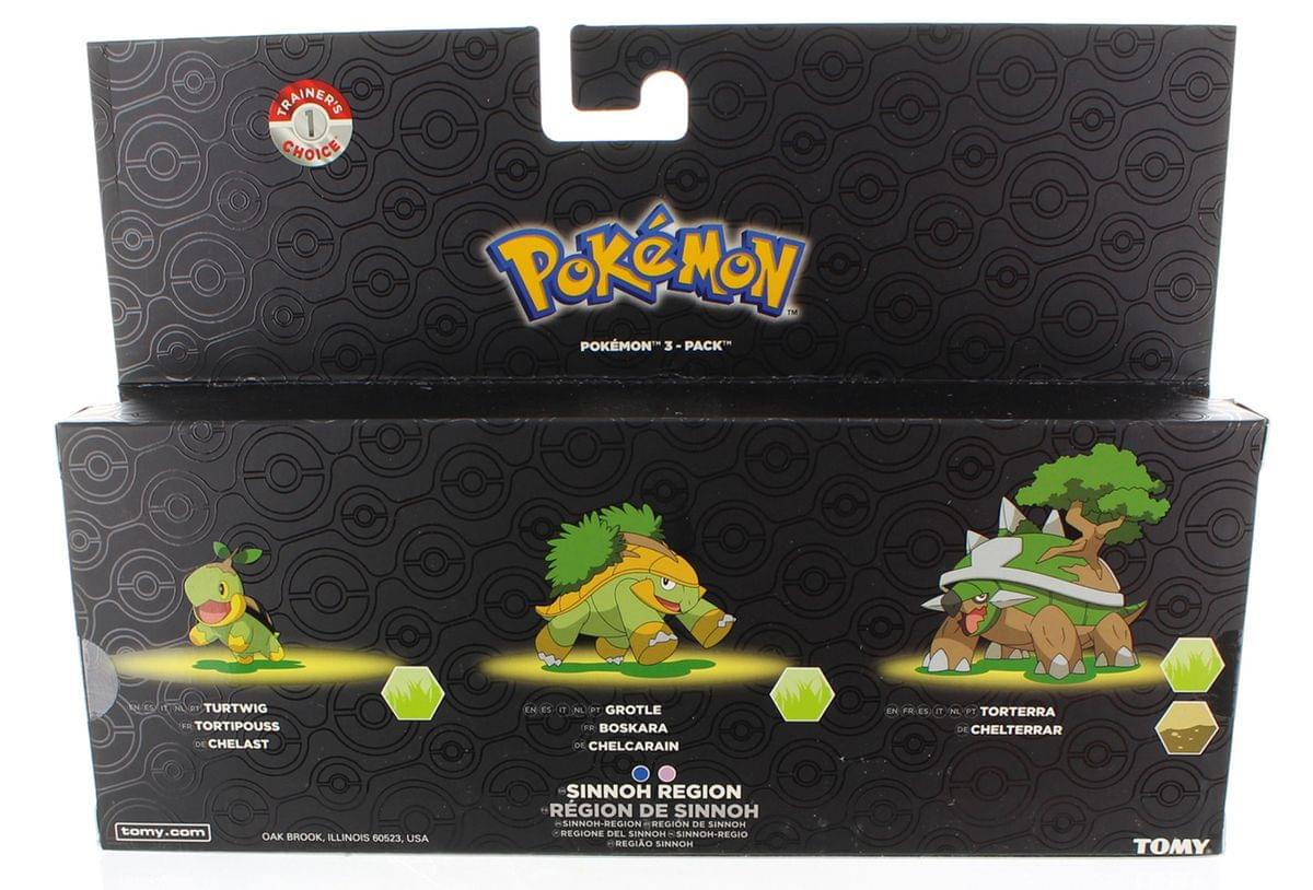 TRAINER'S 1 CHOICE  
POKÉMON  
POKÉMON "3-PACK"  

TURTWIG  
TORTIPOUS  
CHELAST  

GROTLE  
BOSKARA  
CHELCARAIN  

TORTERRA  
CHELTERRAR  

SINNOH REGION  
REGION DE SINNOH  
REGIONE DEL SINNOH  
REGIÓN DE SINNOH  
REGIO SINNOH  

tomy.com  
OAK BROOK, ILLINOIS 60523, USA  

TOMY