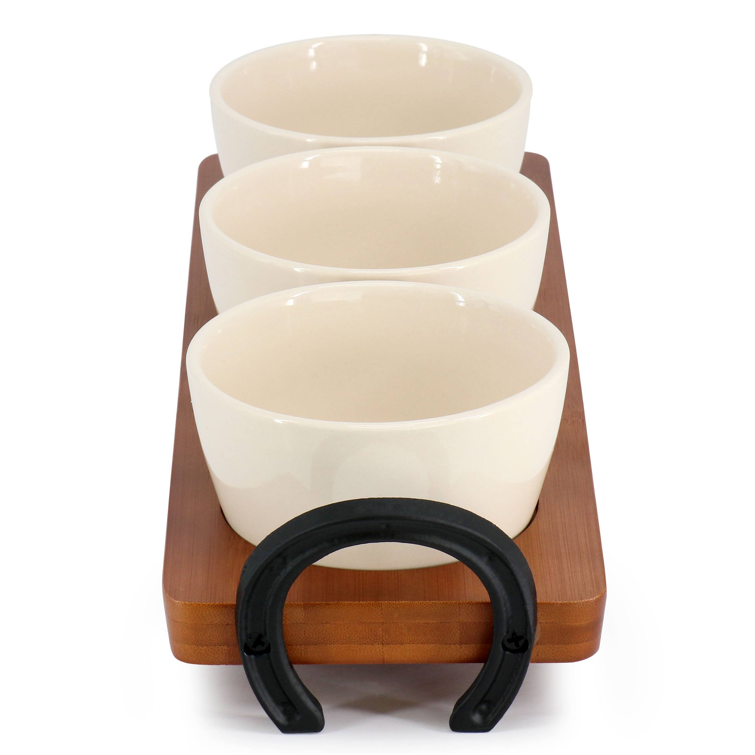 Back. Wanda June Home - Wanda June Home 4 Piece 15 Inch Bamboo Tray and Condiment Server Set in Golden Brown - Brown.