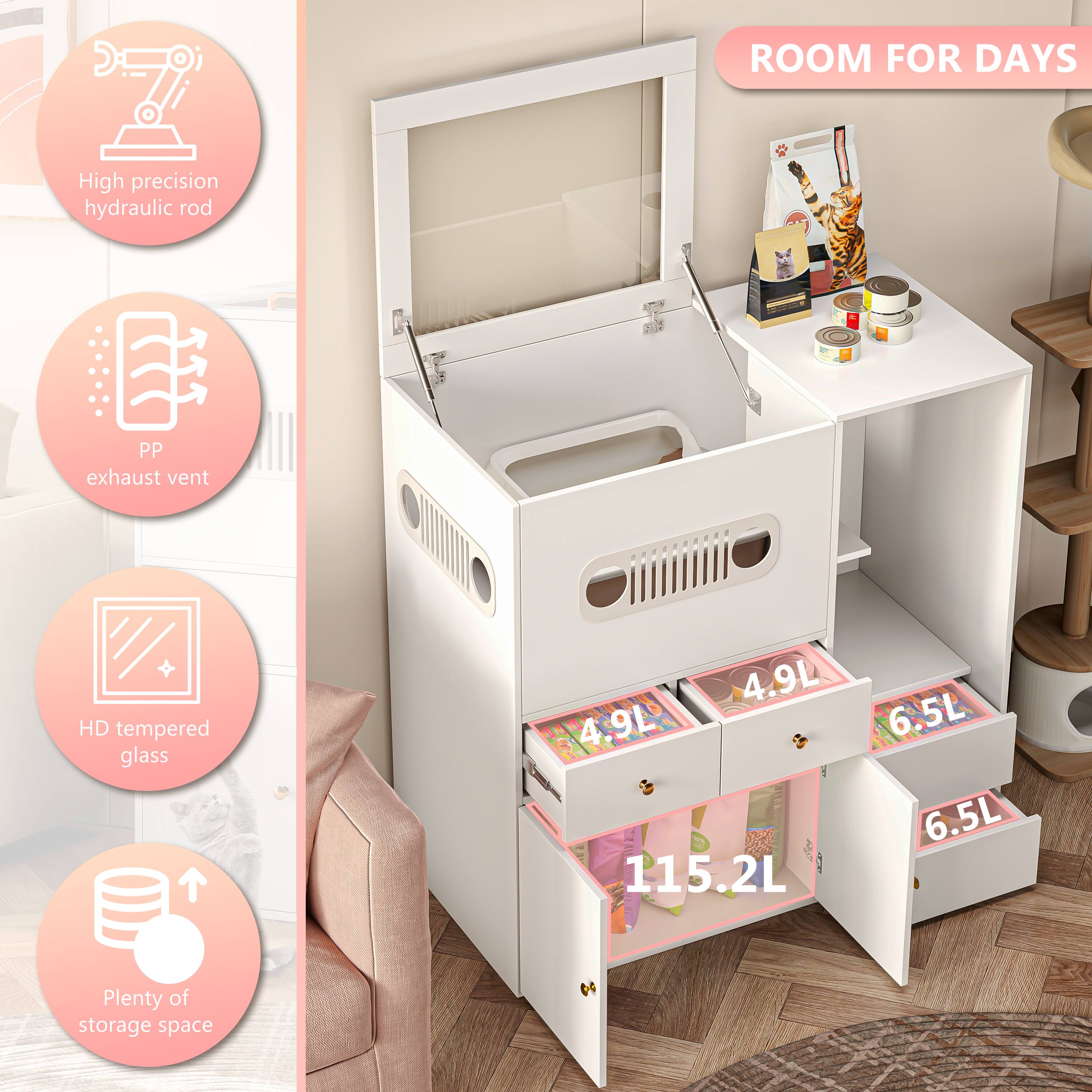 - ROOM FOR DAYS
- High precision hydraulic rod
- PP exhaust vent
- HD tempered glass
- Plenty of storage space
- 4.9L
- 6.5L
- 115.2L