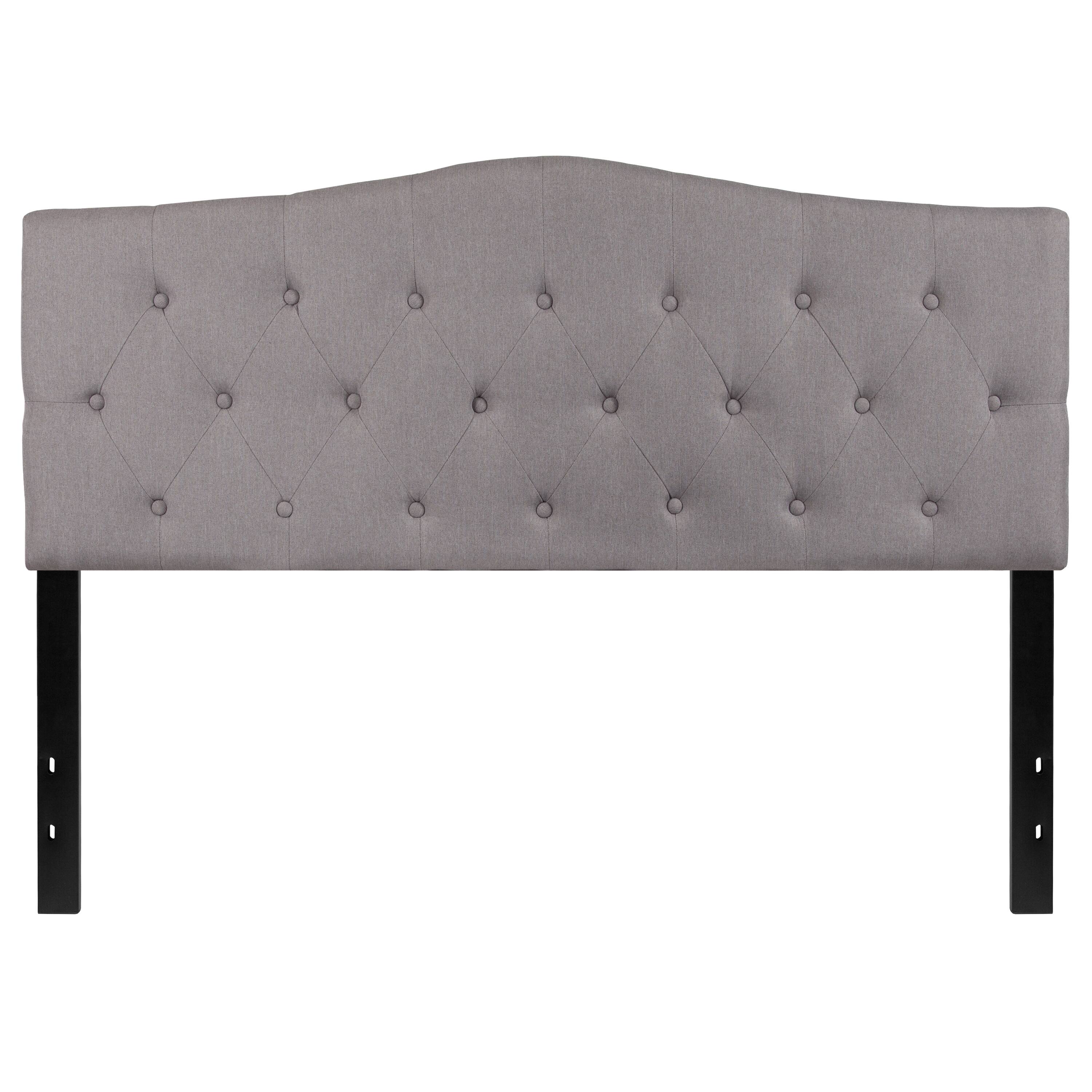 Alt View 5. Emma + Oliver - Arched Button Tufted Upholstered Headboard - Light Gray.