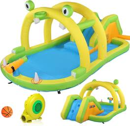 Winado - Inflatable Water Park with Blower, Climbing Wall, Water Gun & Splash Pool – Kids Backyard Water Slide for Summer Outdoor