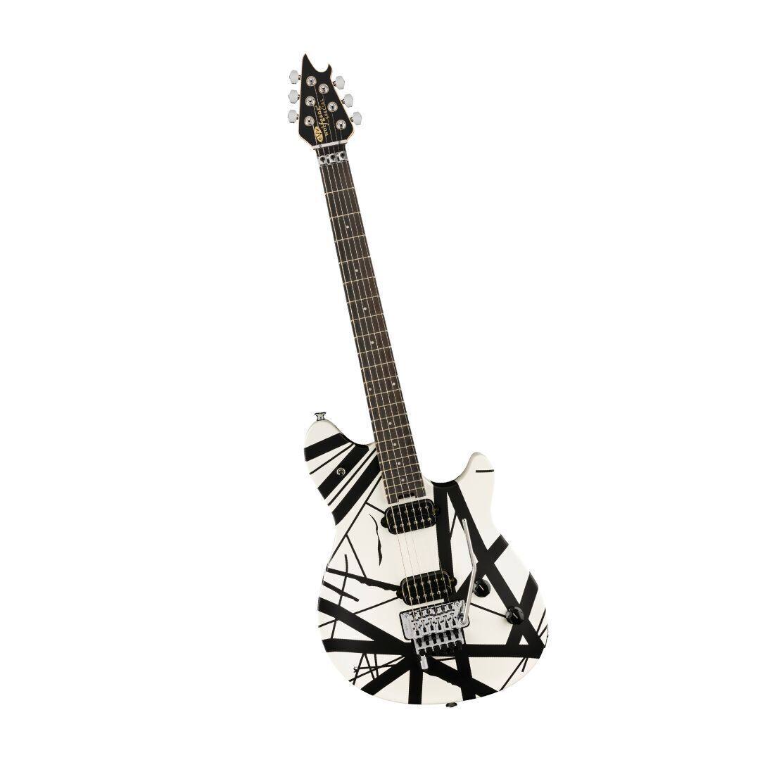 Angle. EVH - EVH Wolfgang Special Striped Electric Guitar - Black and White.