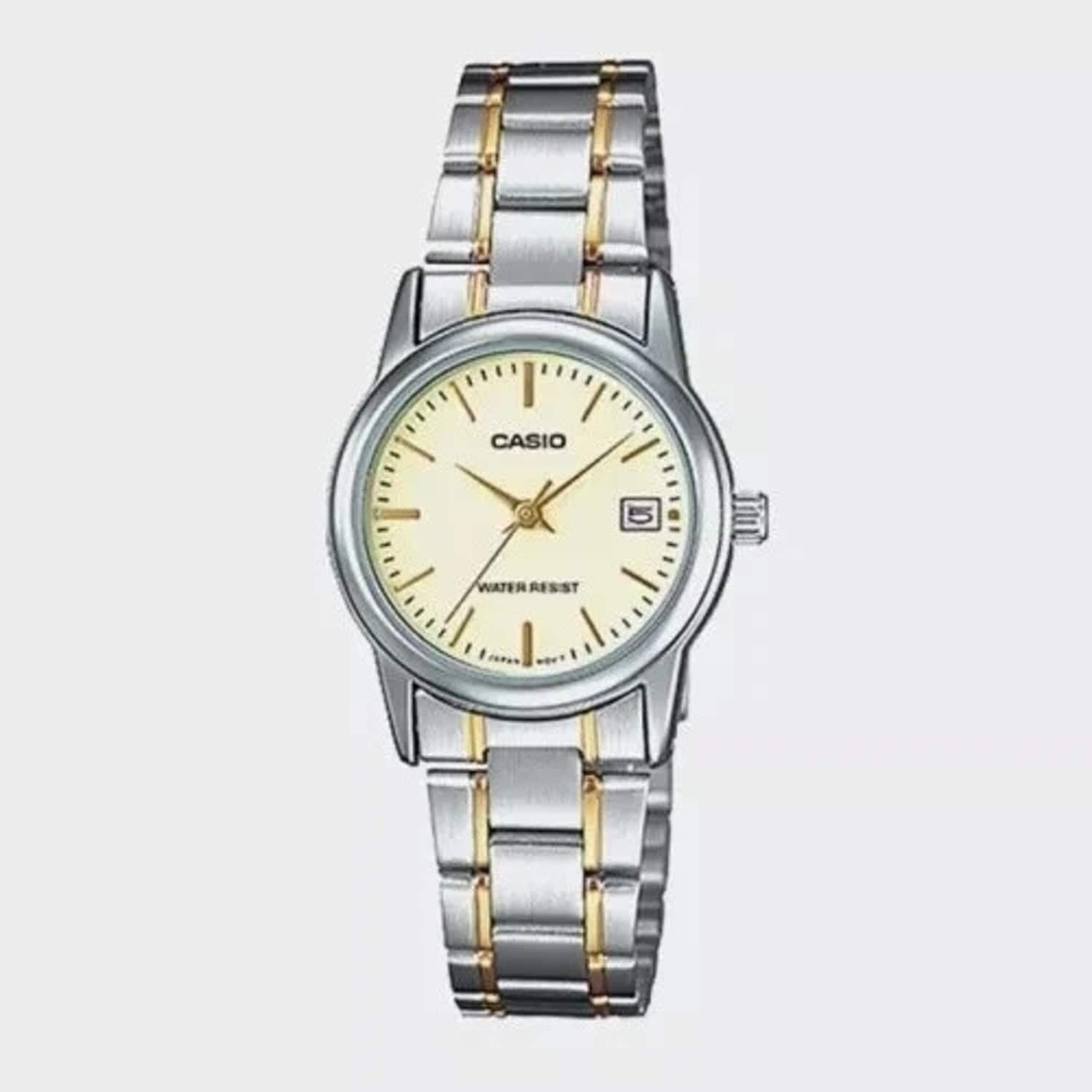 Casio - Women’s Two-Tone Stainless Steel Watch with Champagne Dial - LTP-V002SG-9A - Silver price history on PriceWatchPro