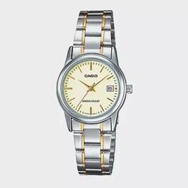 Casio - Women’s Two-Tone Stainless Steel Watch with Champagne Dial - LTP-V002SG-9A - Silver
