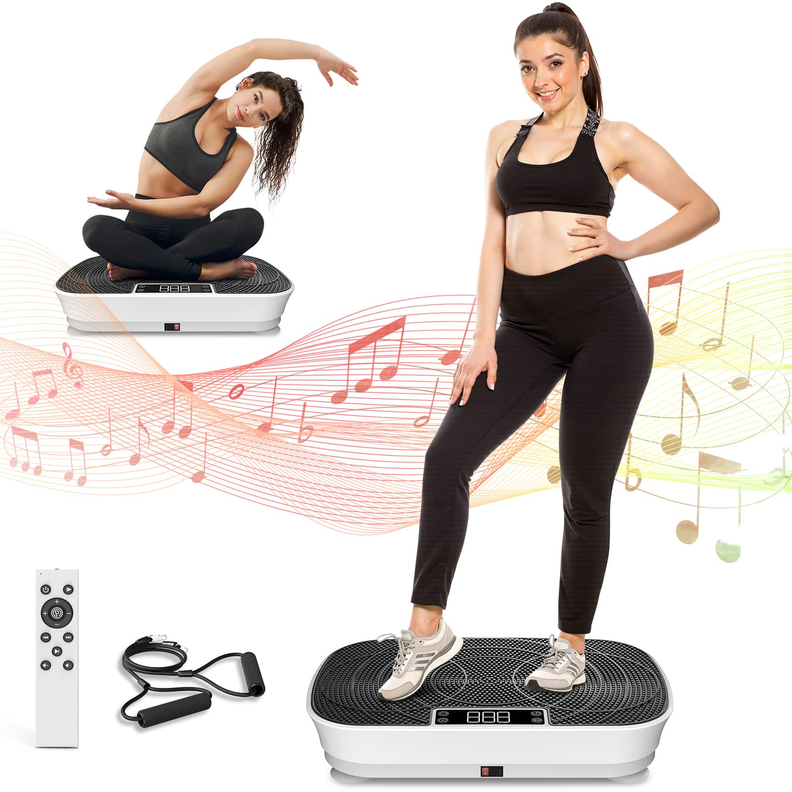 KERDOM - Vibration Plate Exercise Machine with Bluetooth 99 Speed Levels for Weight Loss, Lymphatic Drainage, Home Fitness - Black