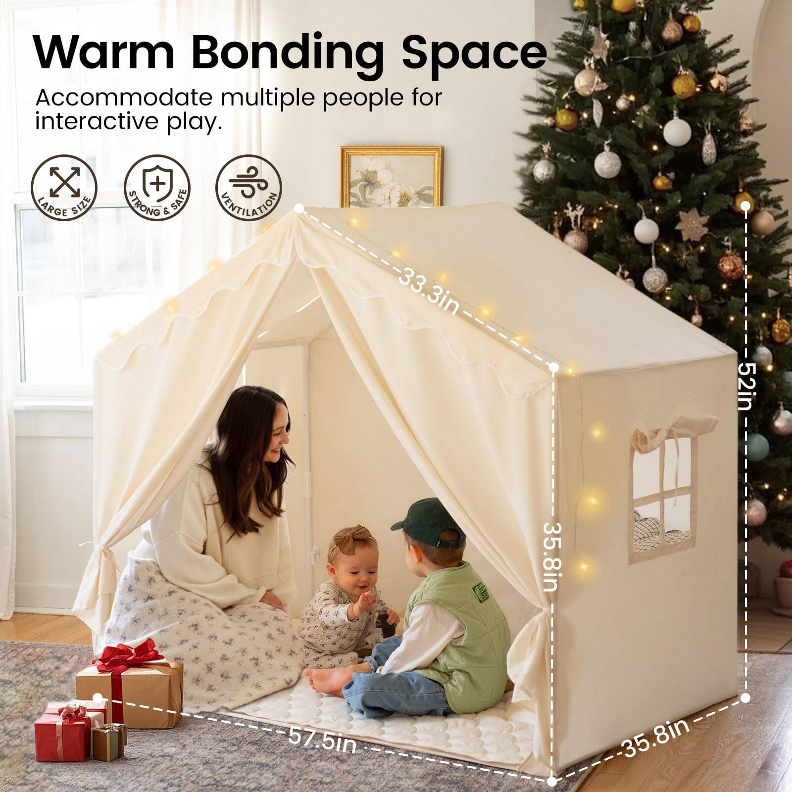 Warm Bonding Space  
Accommodate multiple people for interactive play.  

LARGE SIZE  
STRONG & SAFE  
VENTILATION  

33.3in  
52in  
35.8in  
57.5in  
35.8in