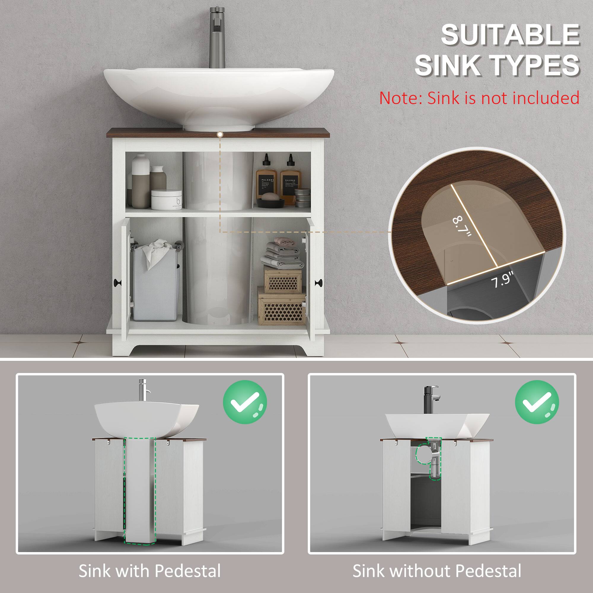 SUITABLE SINK TYPES
Note: Sink is not included
8.7"
8.9"
Sink with Pedestal
Sink without Pedestal
