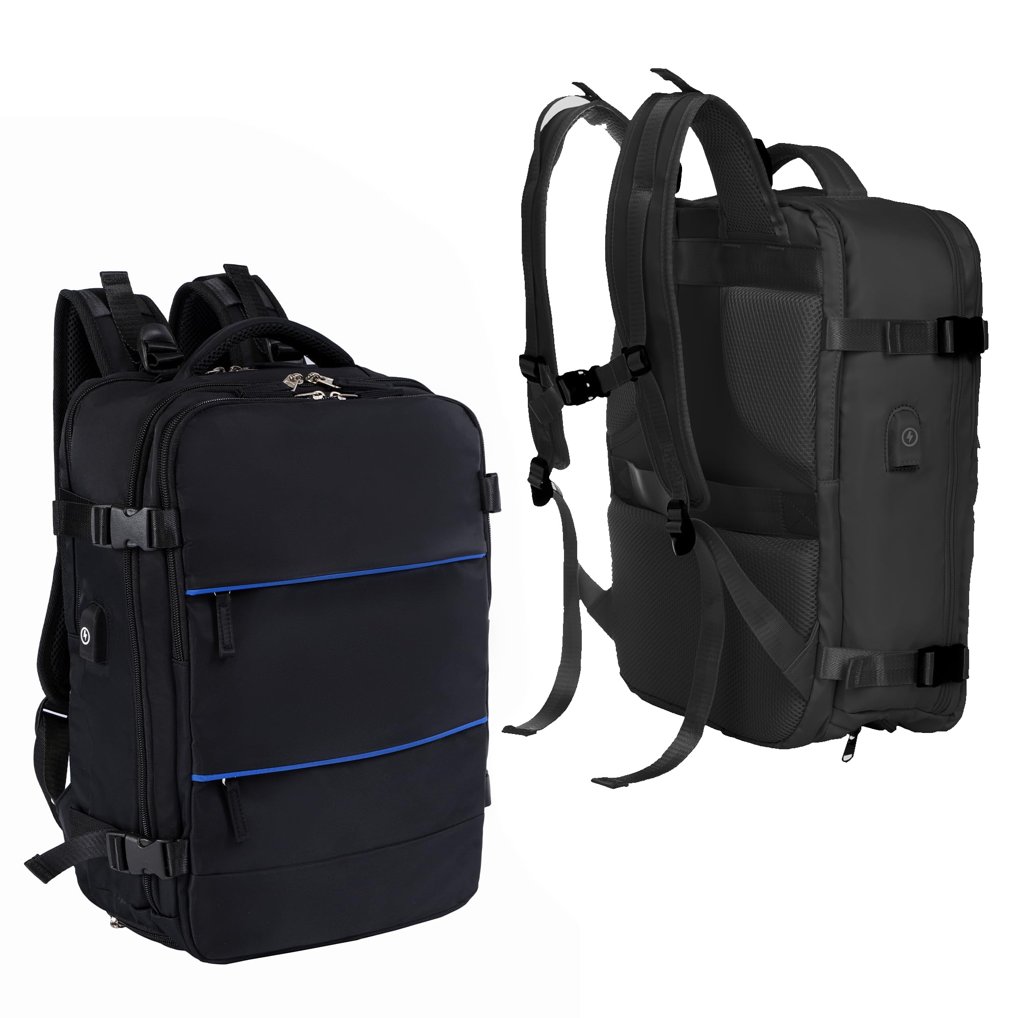 Alt View 4. Pacoar Cade - Airline Flight Approved Multifunctional Large Travel Backpack For Women Man Carry On personal Item Under 18x14x8 Laptop - Default.