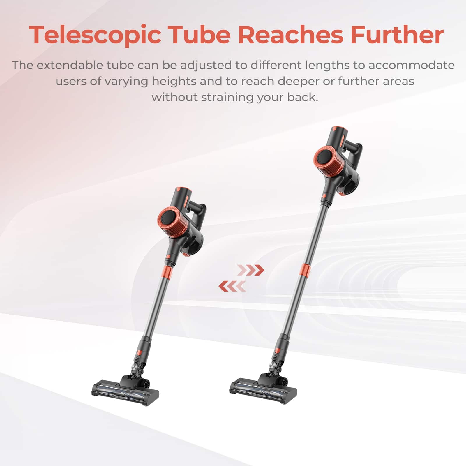 Telescopic Tube Reaches Further

The extendable tube can be adjusted to different lengths to accommodate users of varying heights and to reach deeper or further areas without straining your back.