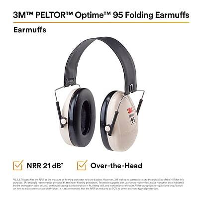 3M™ PELTOR™ Optime™ 95 Folding Earmuffs

Earmuffs

- NRR 21 dB
- Over-the-Head

UL/IEA/FAA/OSHA NRR is a measure of hearing protector noise reduction. However, 3M does not make warranties or representations as to the suitability of the NRR for this purpose. 3M recommends, for personal testing of hearing protection, research that suggests that users may receive less noise reduction than indicated. It is recommended that the NRR be reduced by 50% to better estimate typical protection.