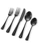 Front. VEVOR - 30-Piece Black Silverware Set, Food-Grade Stainless Steel Flatware Utensils for 6, Mirror Finished Cutlery Set - Black.