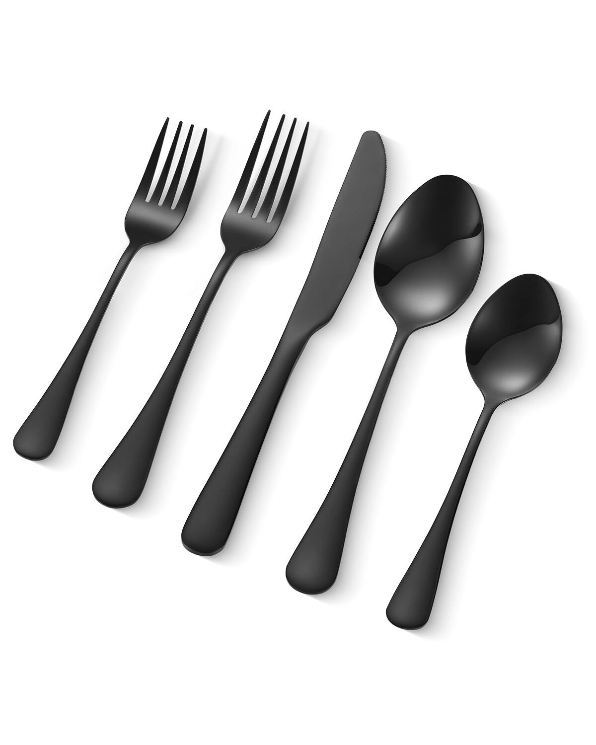 VEVOR - 30-Piece Silverware Set, Food-Grade Stainless Steel Flatware Utensils for 6, Mirror Finished Cutlery Set - Black