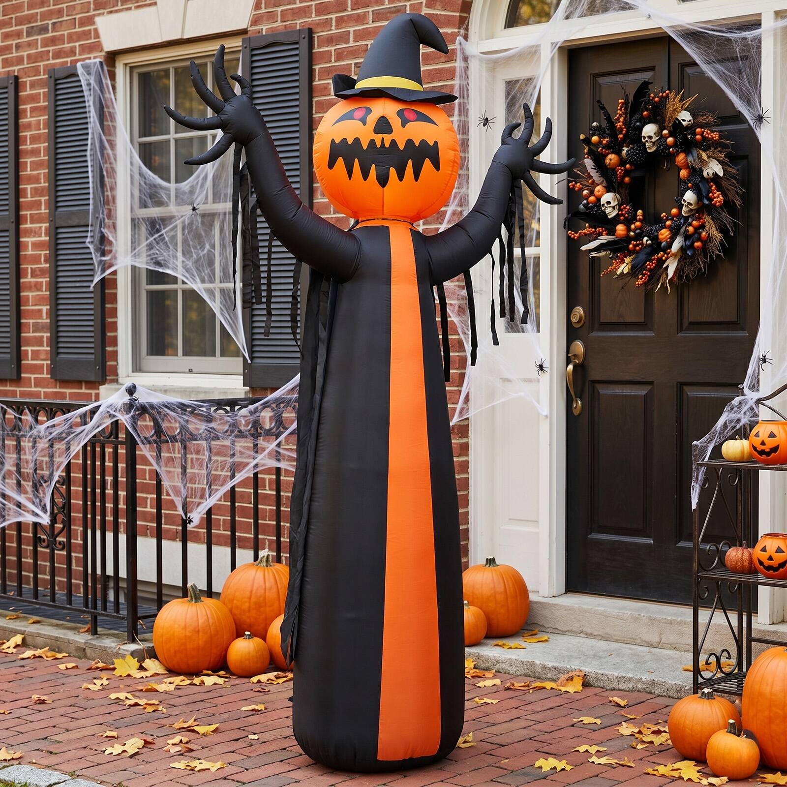 Alt View 7. Sunoyar - 10ft Halloween Inflatable Pumpkin Ghost with Rotatable Head and LED Lights - Black.