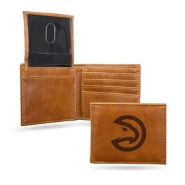 Rico Industries - Atlanta Hawks NBA Laser Engraved Brown Billfold Wallet - Multi