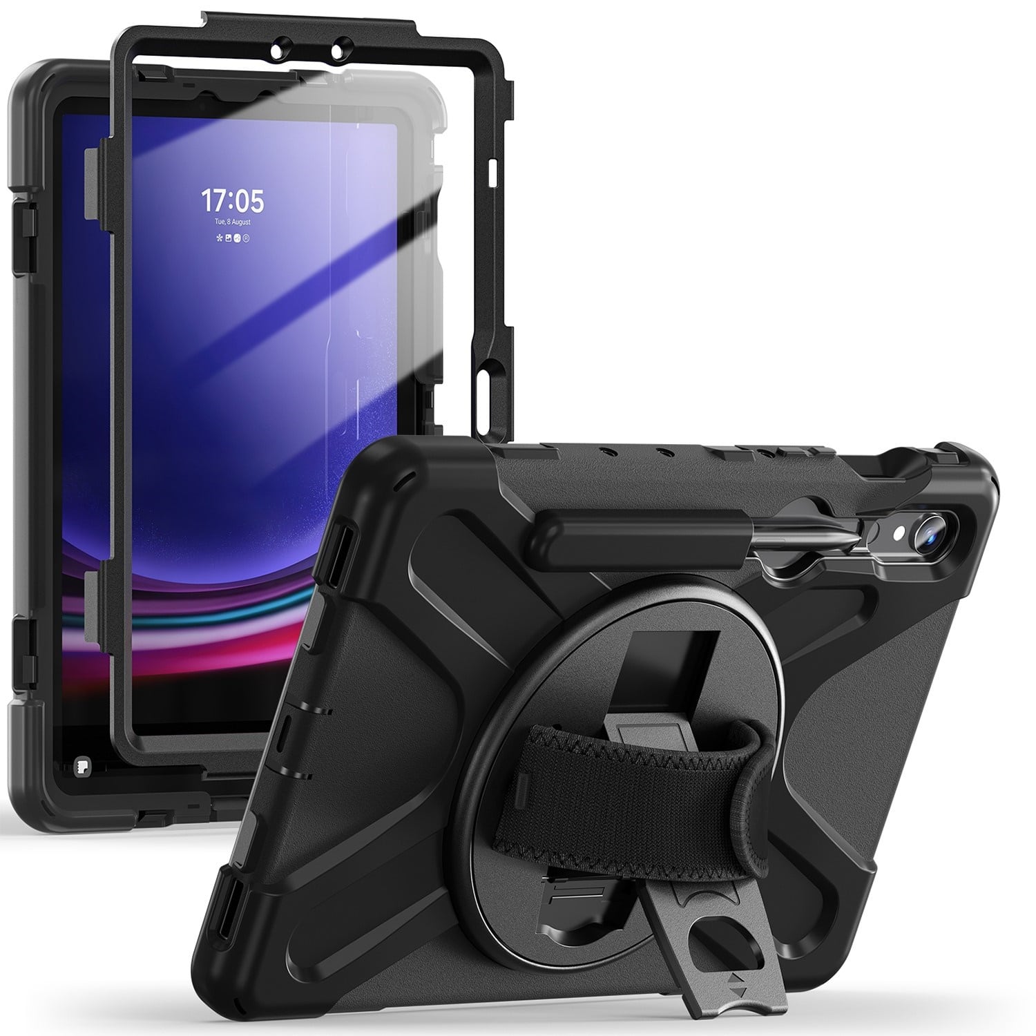 Alt View 12. SaharaCase - Raider-X Series Hand Strap Case for Samsung Galaxy Tab S8, Tab S9, Tab S9 FE, S10 FE, and S10 Lite (2025) - Black.