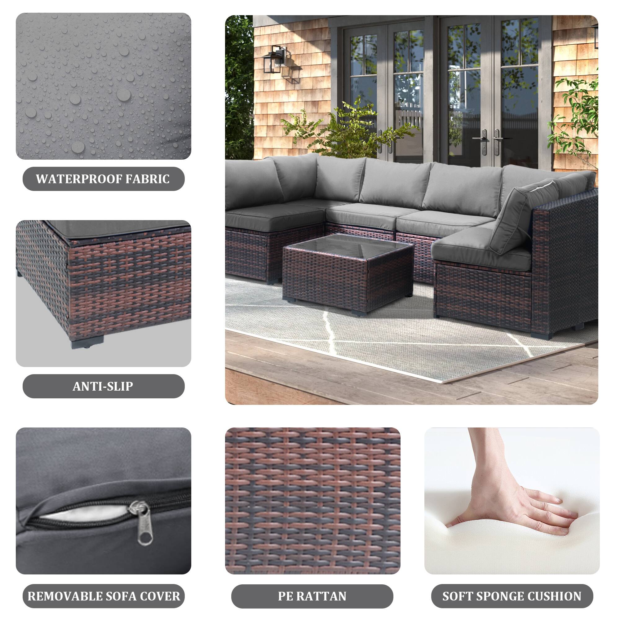 WATERPROOF FABRIC  
ANTI-SLIP  
REMOVABLE SOFA COVER  
PE RATTAN  
SOFT SPONGE CUSHION