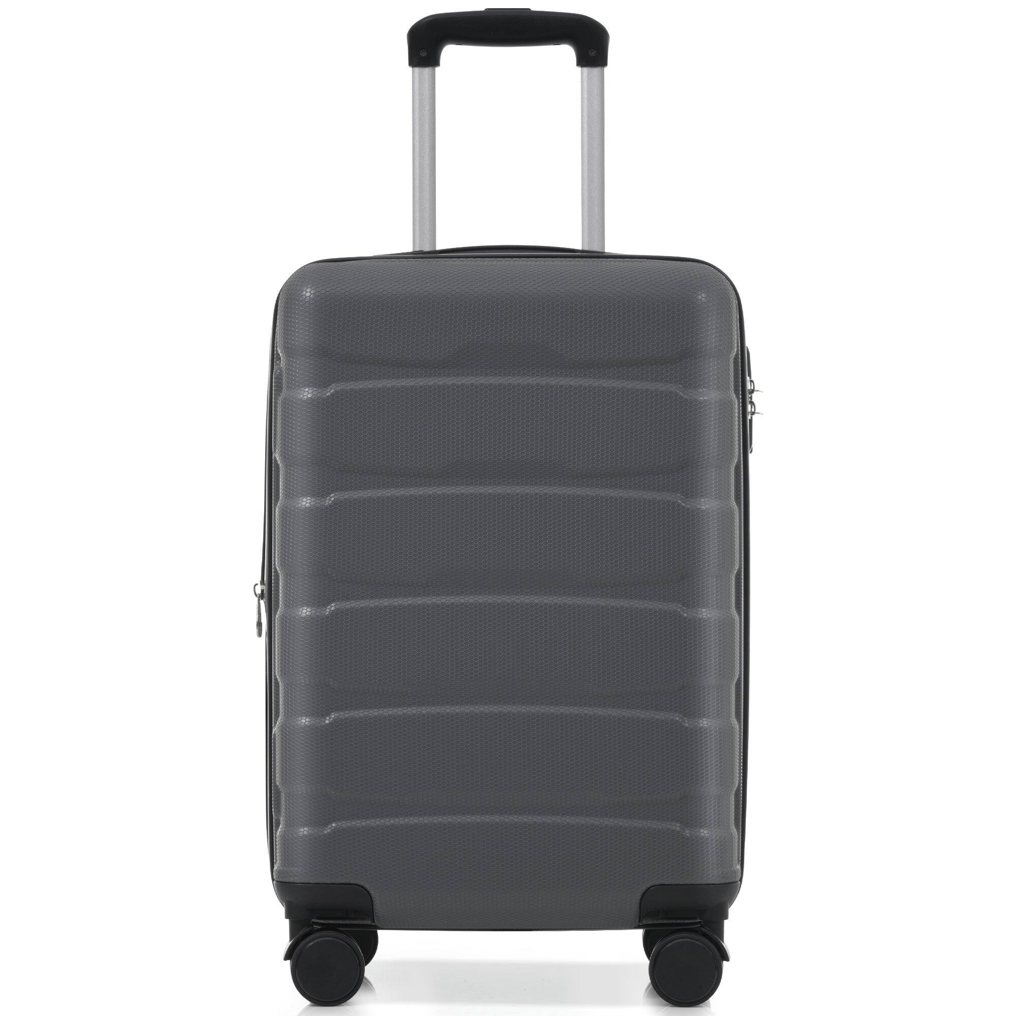 Angle. BreeBe - 20 Inch Hardshell ABS Carry on Luggage, Durable Expandable Travel Suitcase with Spinner Wheels, TSA Lock - Gray.