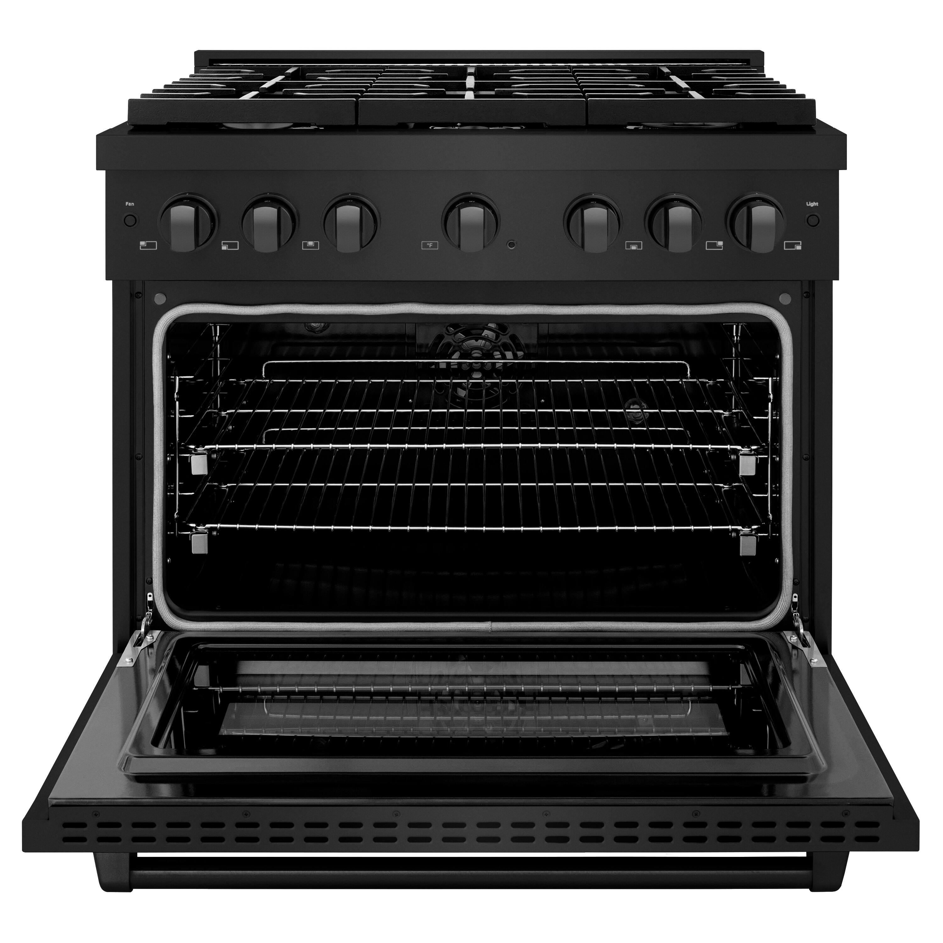 Angle. ZLINE - ZLINE 36" Paramount Dual Fuel Range with 6 Burners and Convection Oven (SDRB-36) - Black Stainless Steel.