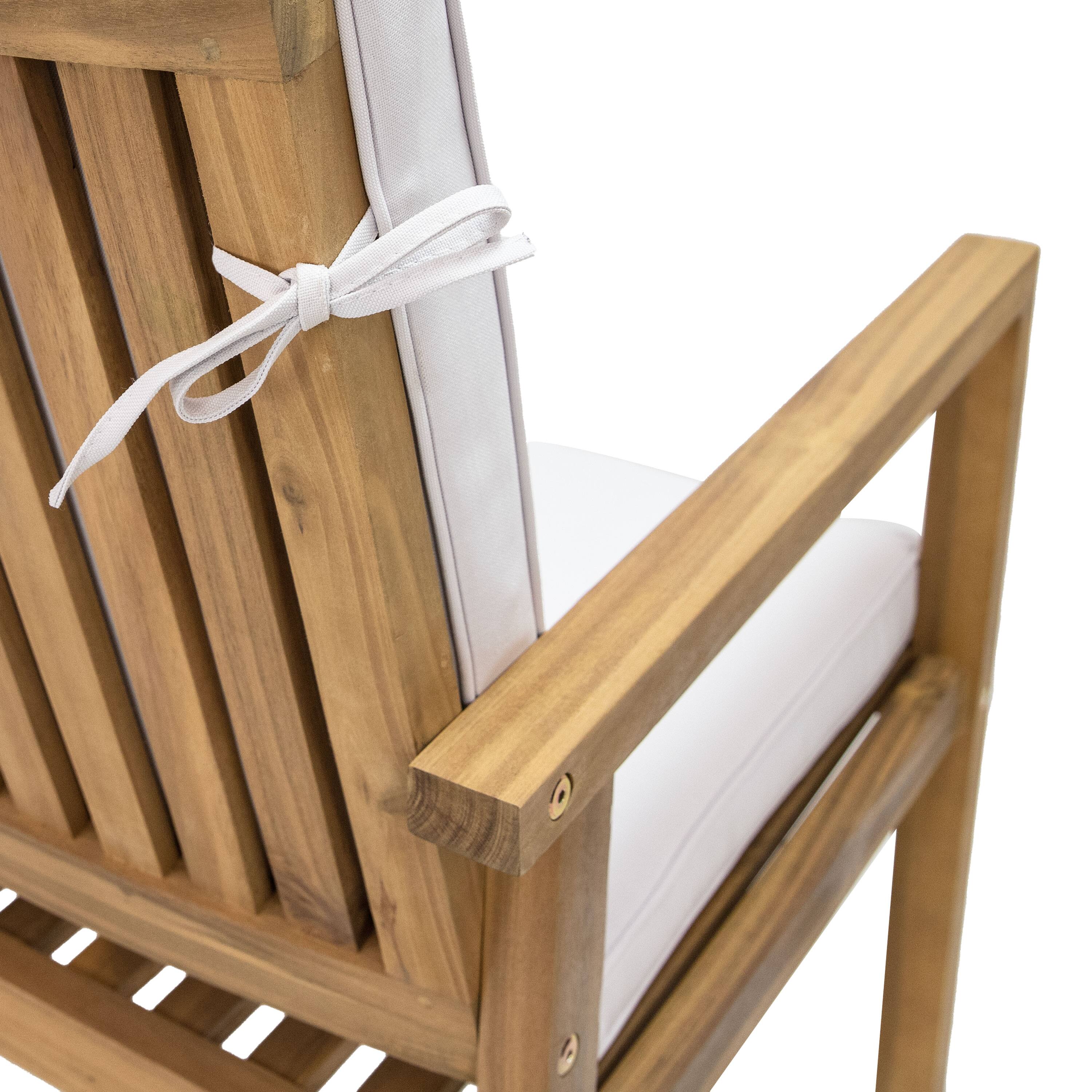 Alt View 8. Sunnydaze - Rodanthe Acacia Wood 5-Piece Outdoor Dining Set - Natural/Bone White.