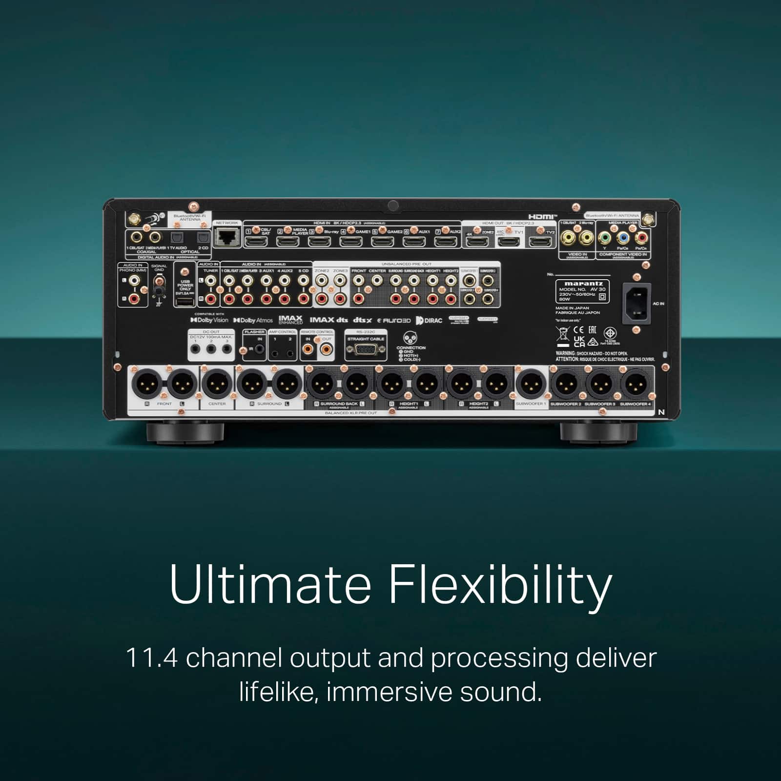 Marantz - AV 30 11.4-Channel Balanced AV Preamplifier Powered by HEOS - Black - Thumbnail 3