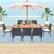 Alt View 1. Costway - 9 Pieces Patio Rattan Dining Set with Acacia Wood Table, 1.9" Umbrella Hole - Mix Brown + Off White.