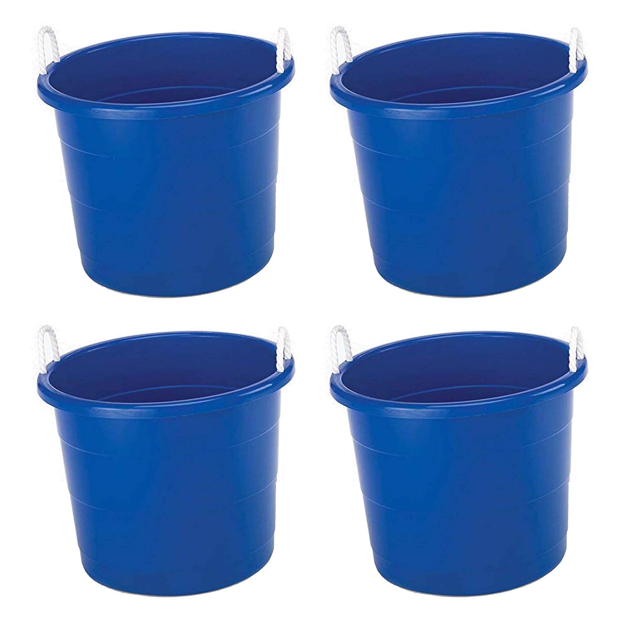 Alt View 7. Homz - Homz 17 Gallon Indoor Outdoor Storage Bucket with Rope Handles, Blue (4 Pack) - Blue.