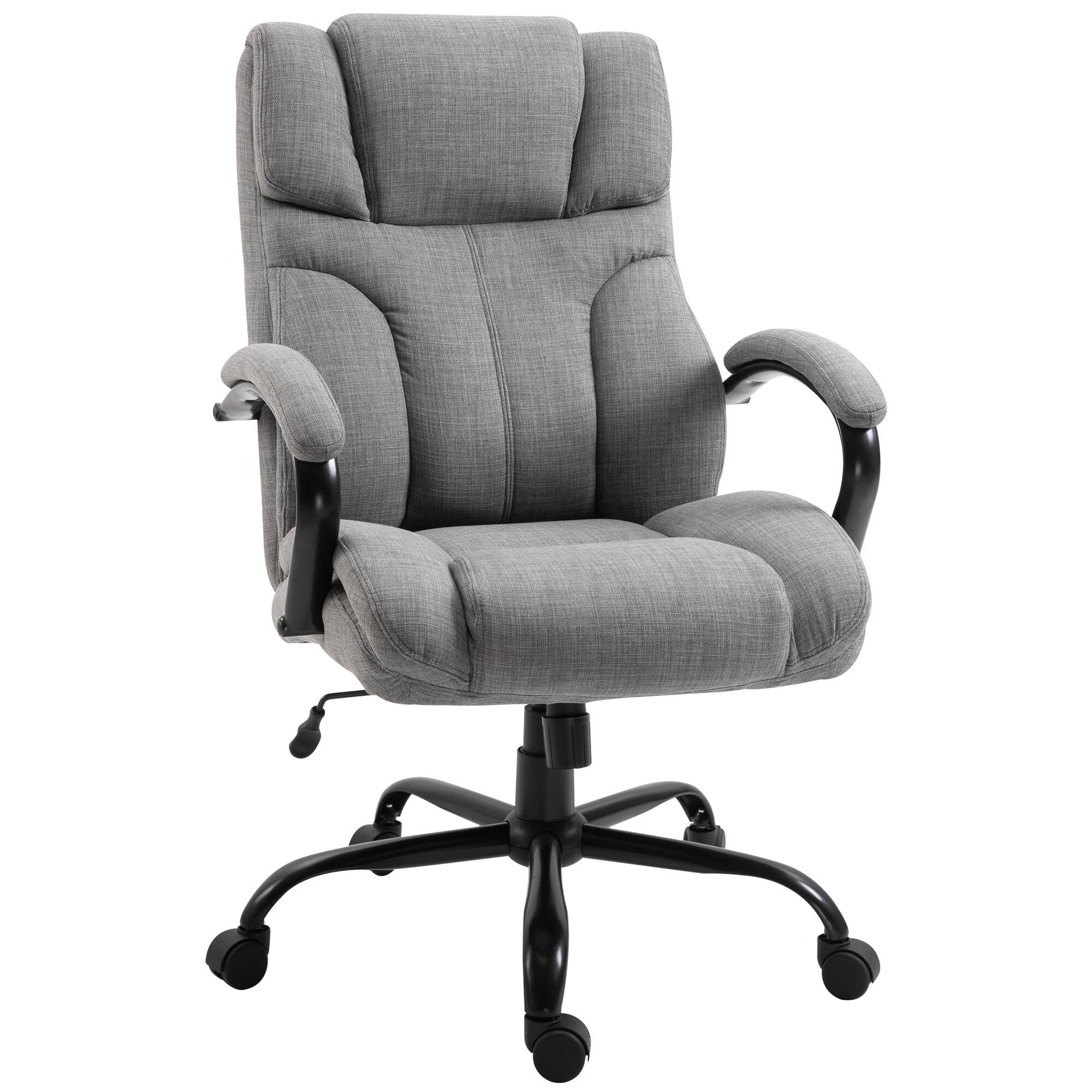 Front. TinyHomie - 500lbs Big and Tall Office Chair with Wide Seat Ergonomic Executive Computer Chair with Adjustable Height - LIGHT GREY.