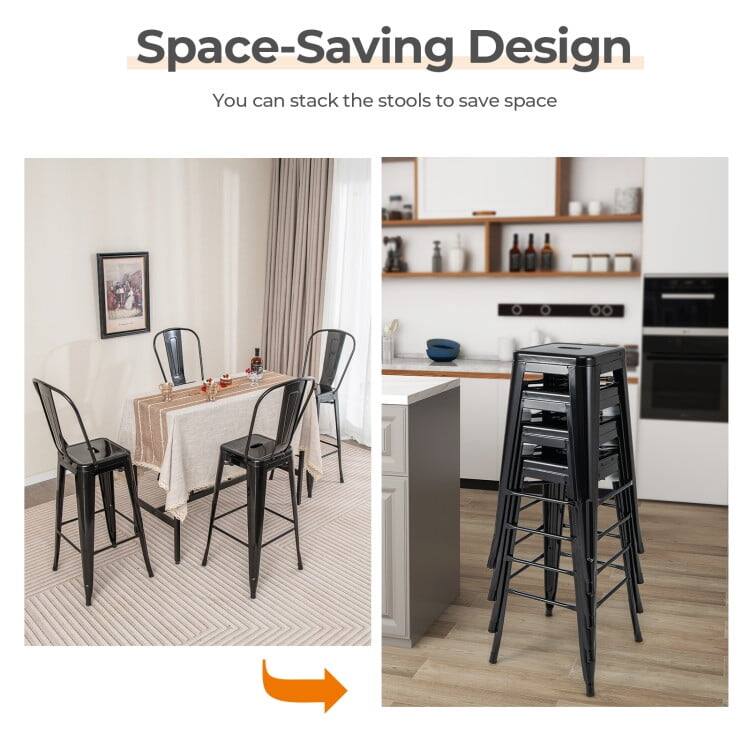 Space-Saving Design  
You can stack the stools to save space