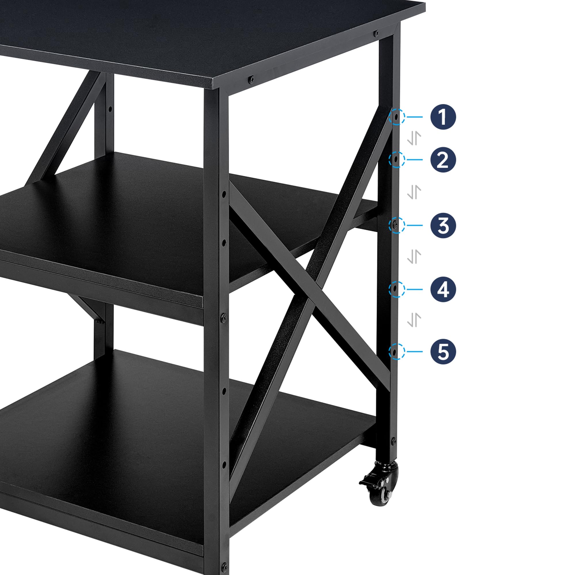 Alt View 2. JETRANSPORT - Printer Stand 23.6 X 23.6 30.1 Inches Large Square Table With Height Adjustable Storage Shelf 3 Tier - Rustic Brown 3-Tier 23 6 W x 23 6 D x 30 2 H.