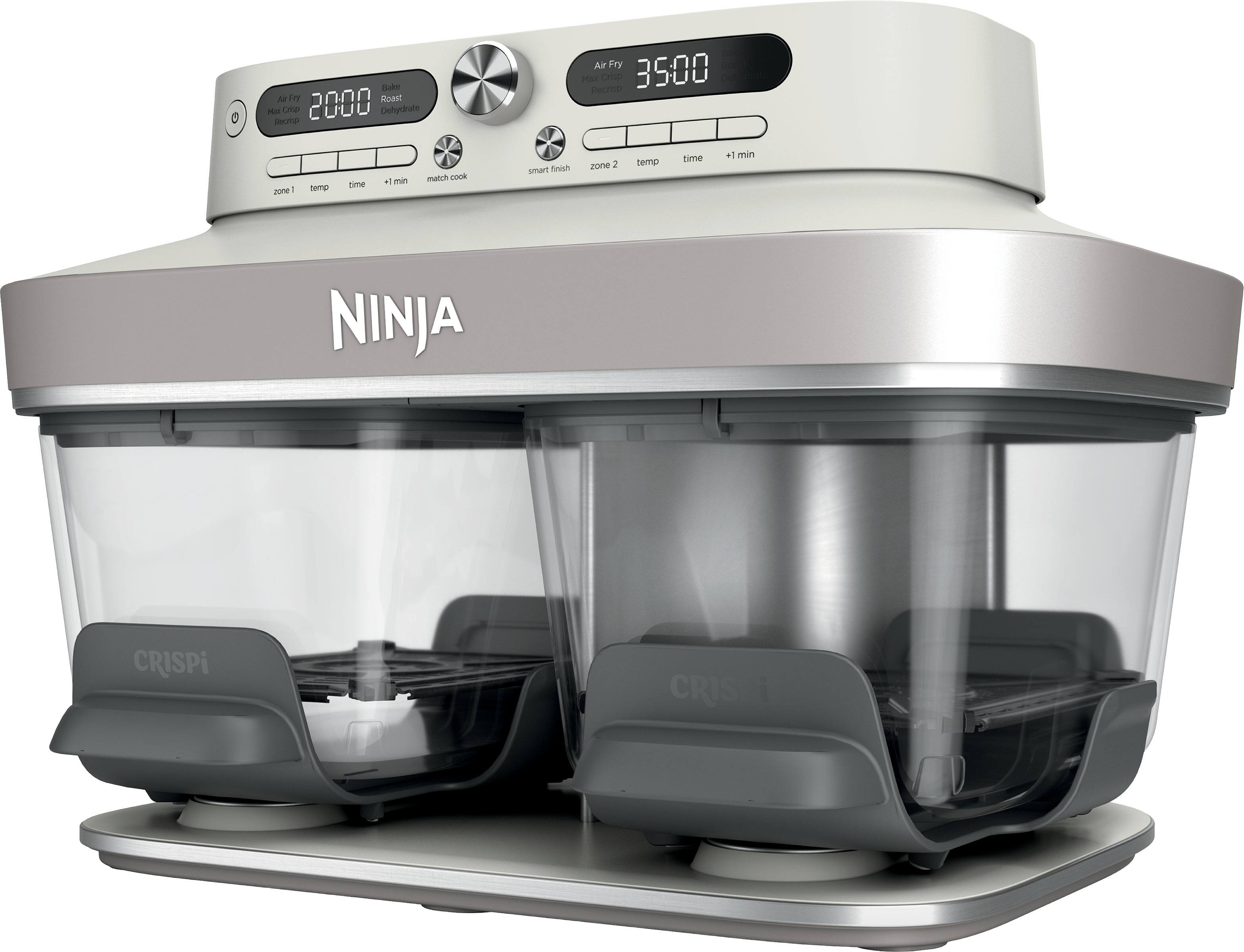 Bake, Air Fry, Roast, Mil Boe, cnD, 2000, Dehydrate, Air Fry, Hax, Recrisp, Crsp, 3500, 20ne, - temp, time, al min, match, cOOK, smart, frush, zone 2, temp, time, + min, NINJA, CRISPi, CRISPi