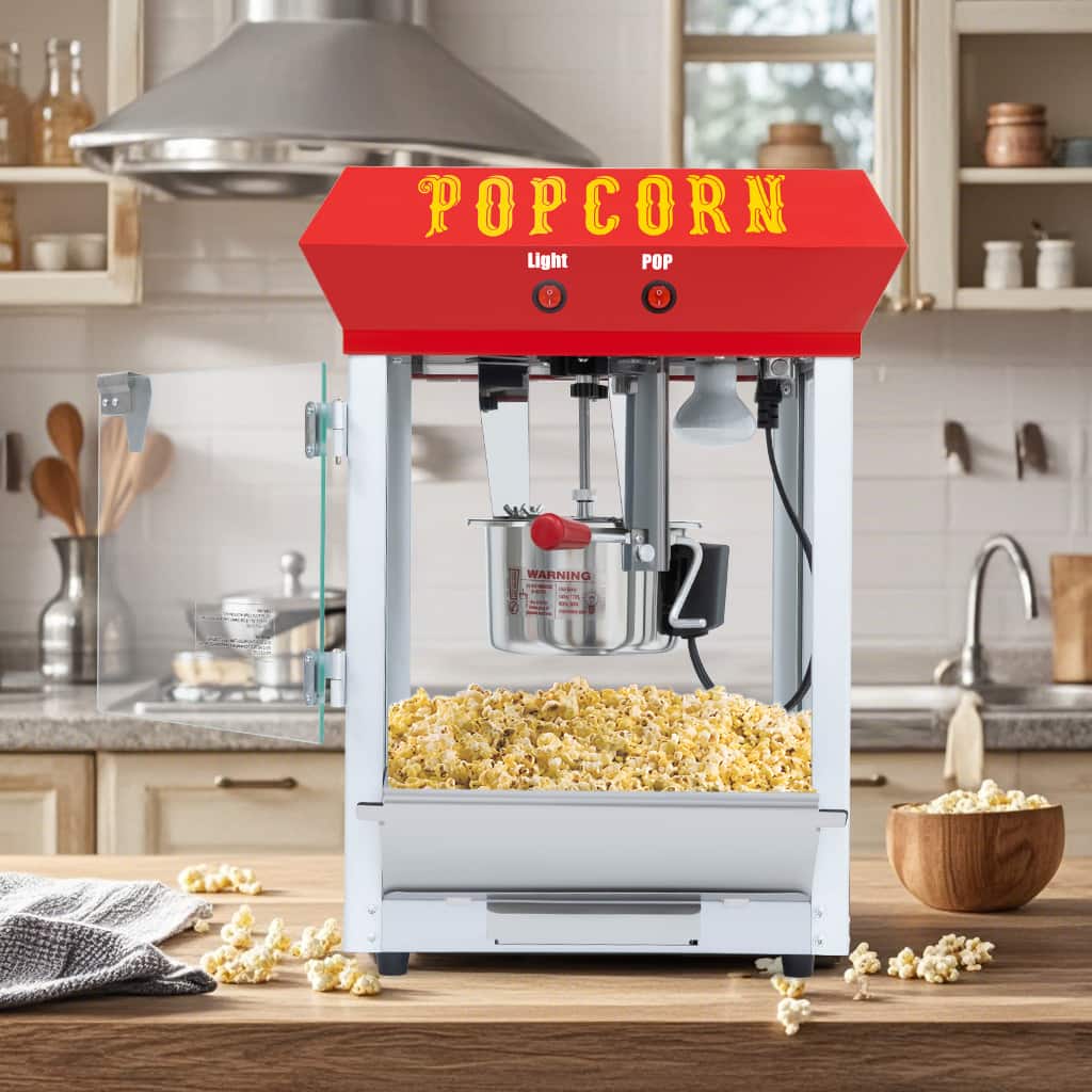 Tiramisubest - Bar Style Popcorn Machine, 6-Ounce Popcorn Maker Popper - Red