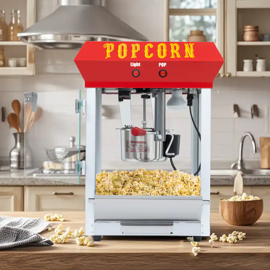 Breezary 6 Ounce Bar Style Popcorn Machine with Tempered Glass, Warming ...