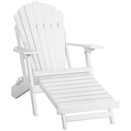 Outsunny - Folding Adirondack Chair with Pull Out Ottoman, Outdoor Fir Wood Fire Pit Chair with Footrest - White
