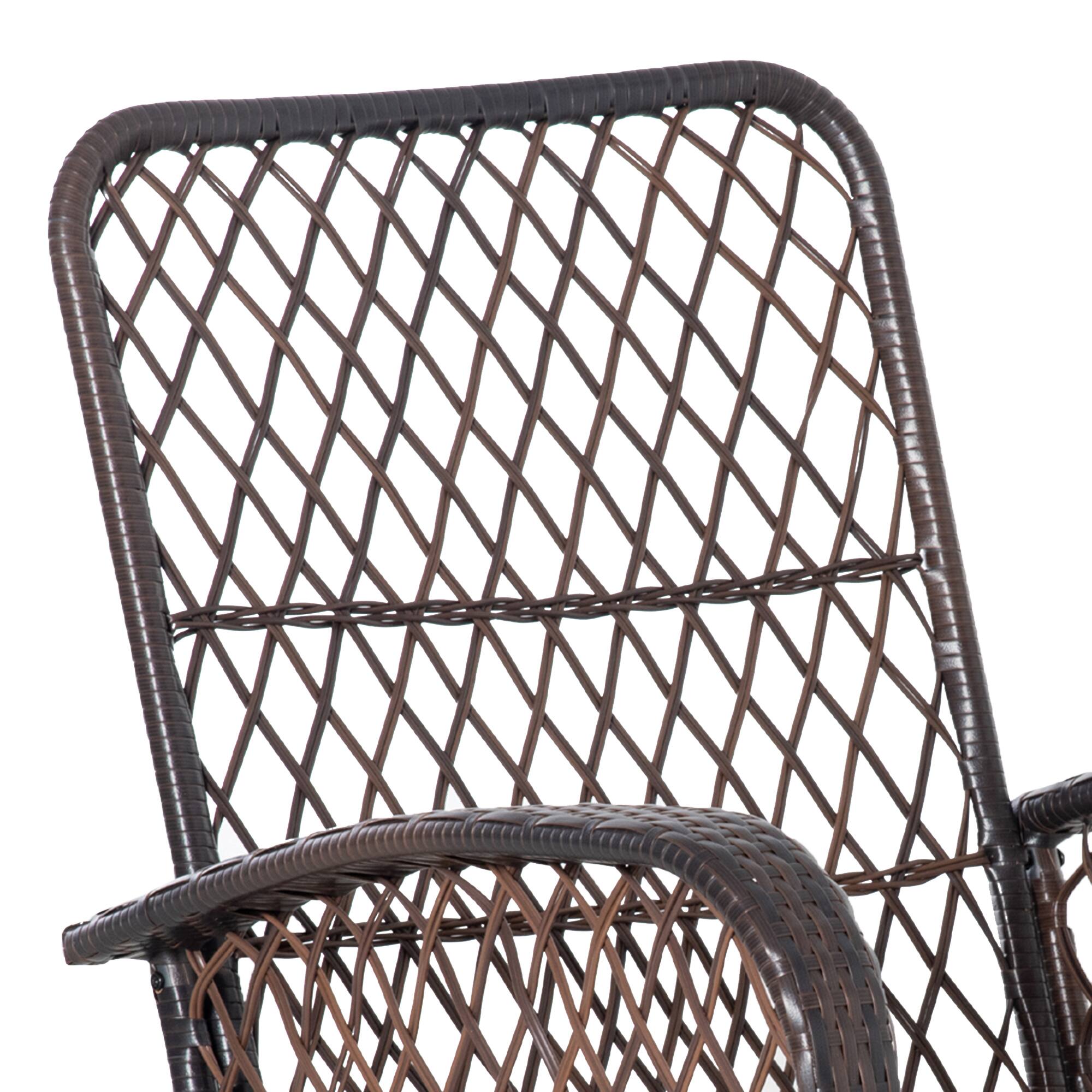 Alt View 8. Outsunny - Outdoor Wicker Rocking Chair with Wide Seat, Thickened Cushion, Rattan Rocker with Steel Frame - Light Grey.