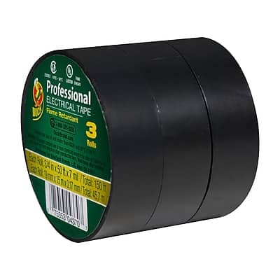 "Duck - Professional Heavy Duty Vinyl Electrical Tape, 0.75"" x 50', 3/Pack (299004) - Black" price history on PriceWatchPro