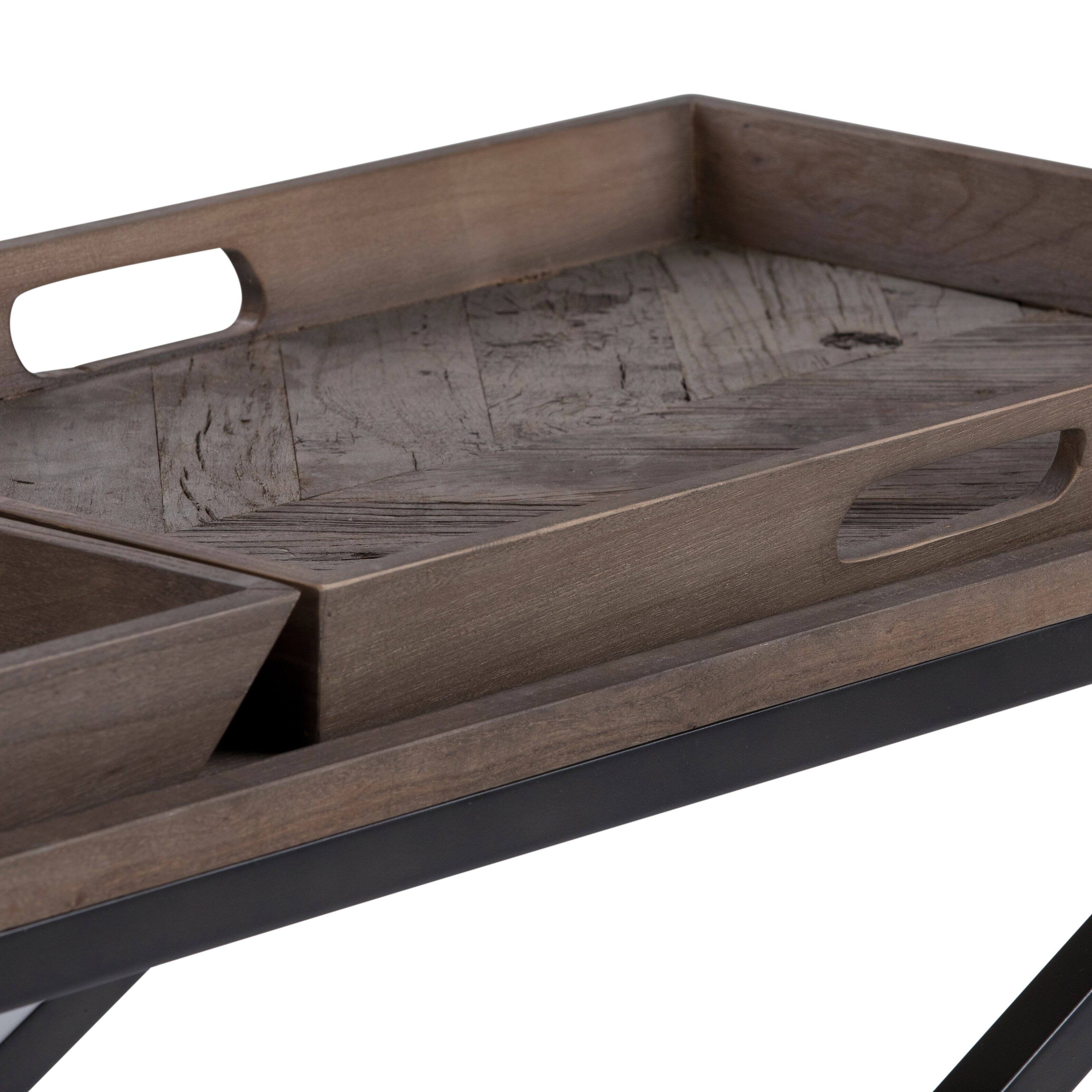 Alt View 8. Simpli Home - Damien SOLID AGED ELM WOOD and Metal 50 inch Wide Modern Industrial Console Table in Distressed Natural Elm - Distressed Natural Elm.