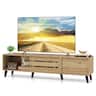 Gymax - TV Stand for 80'' TVs w/Sliding Door Cabinets Storage Shelves Cable Management - Yellow