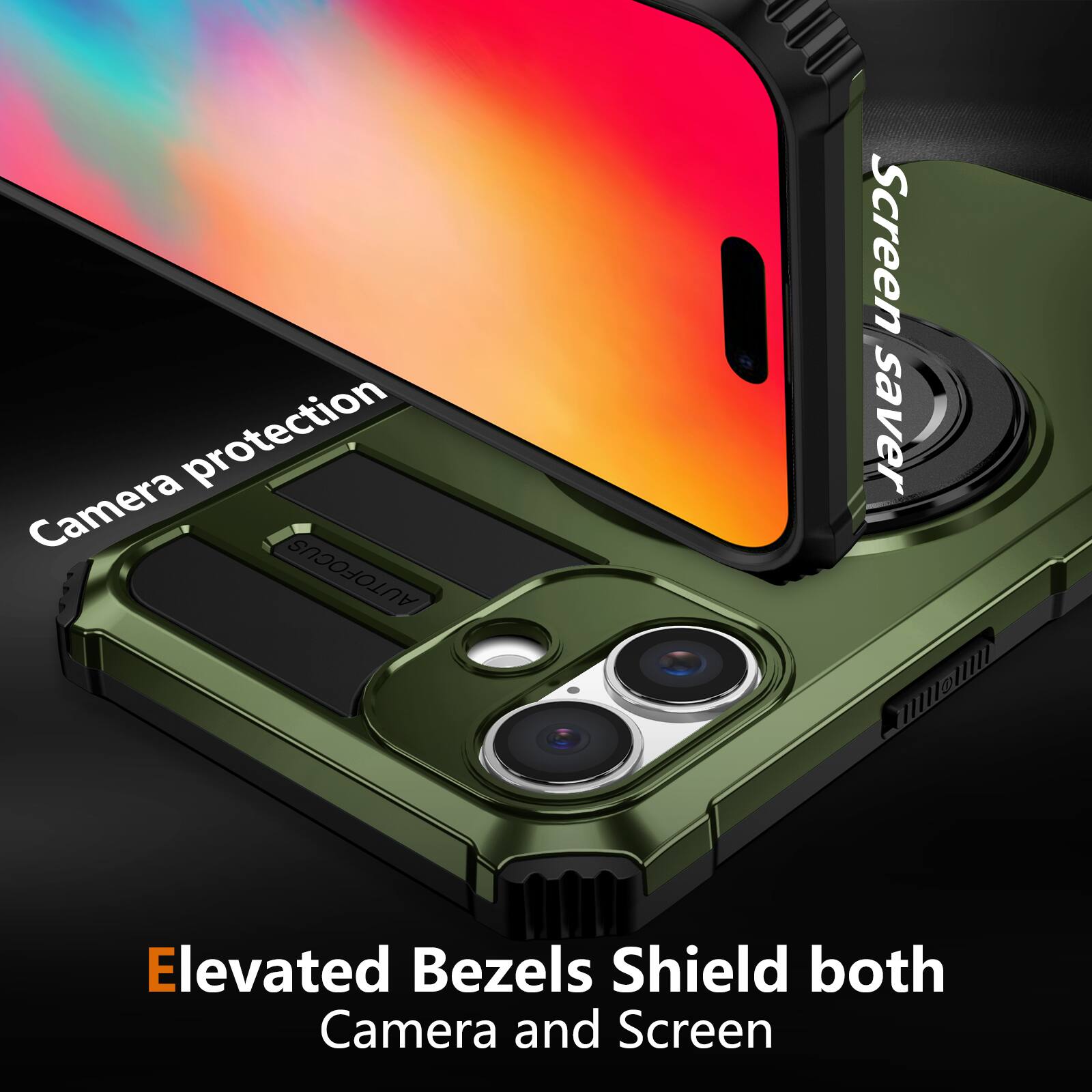 Elevated Bezels Shield both Camera and Screen

Camera protection

Screen saver