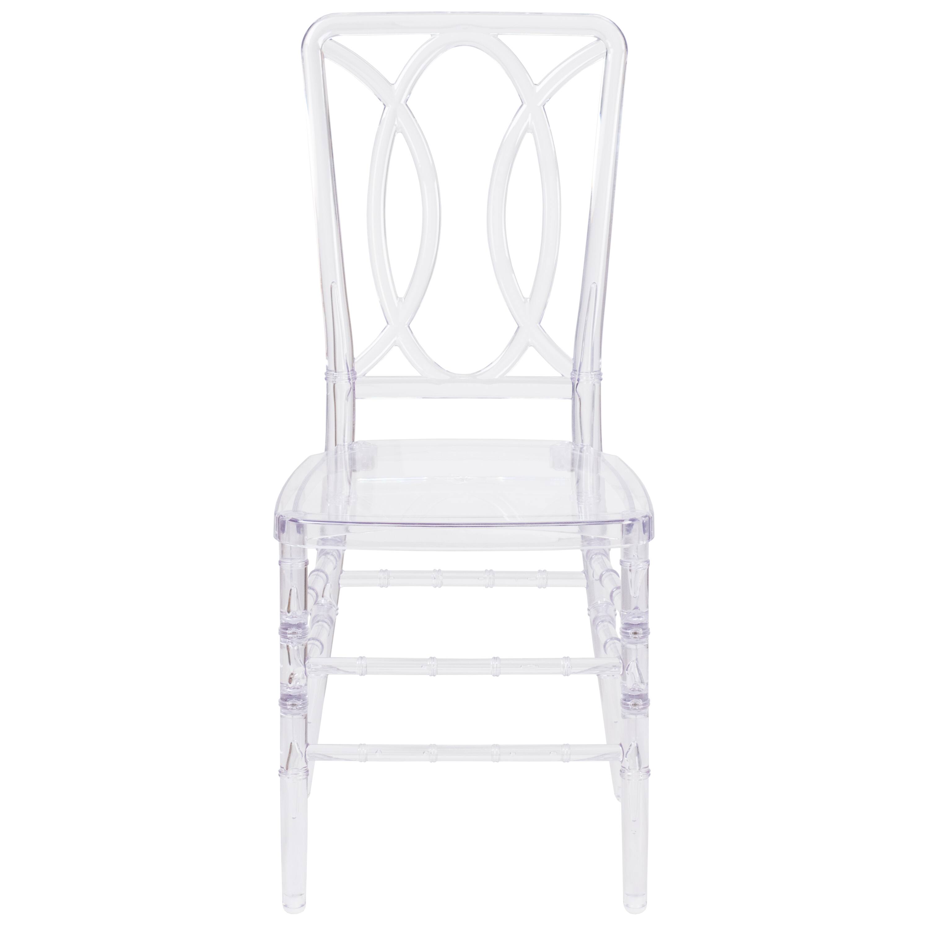 Alt View 7. Emma + Oliver - Transparent Design Stacking Chair with Designer Back - Event Chair - UV Resistant - Crystal Ice.