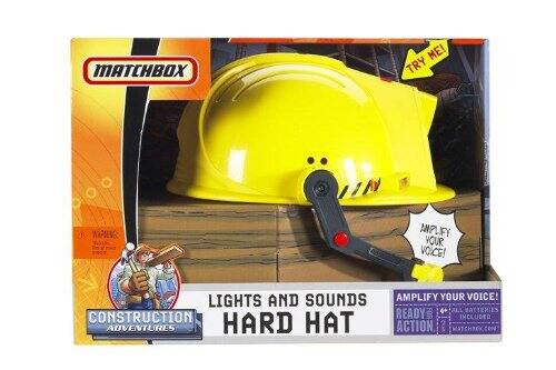 MATCHBOX  
TRY ME!  
CONSTRUCTION ADVENTURES  
LIGHTS AND SOUNDS HARD HAT  
AMPLIFY YOUR VOICE!  
READY ACTION  
ALL BATTERIES INCLUDED  
MATCHBOX.COM
