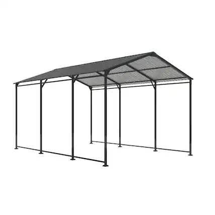 Front. TinyHomie - Metal Carport 10X15 FT Heavy Duty with Galvanized Steel Roof Metal Garage Canopy with Galvanized Steel Roof and Frame.
