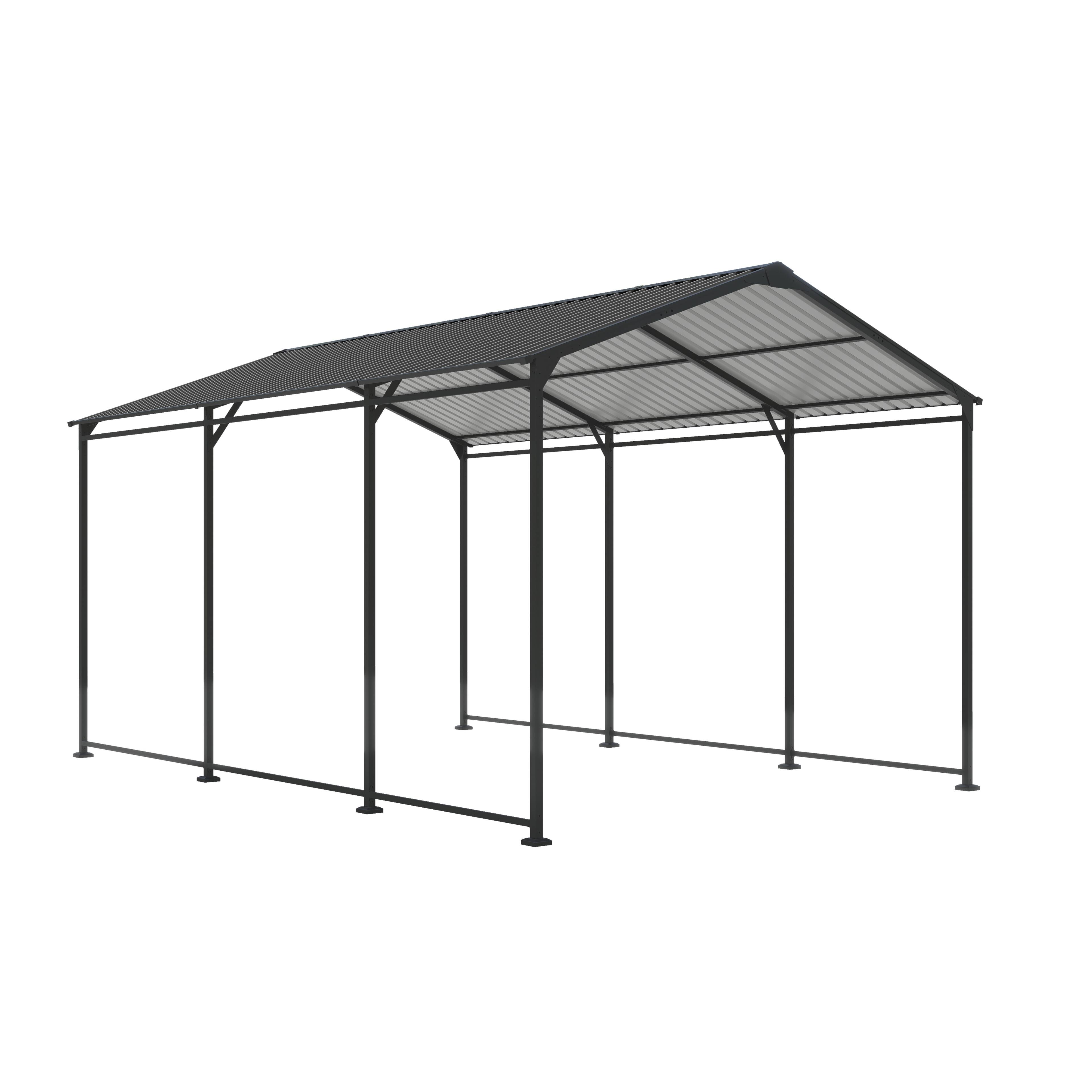 Front. TinyHomie - Metal Carport 10X15 FT Heavy Duty with Galvanized Steel Roof Metal Garage Canopy with Galvanized Steel Roof and Frame.