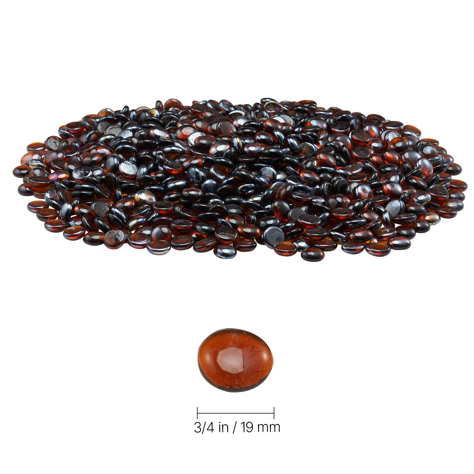 Alt View 4. VEVOR - Fire Glass, 10LBS / 4.5KG High-Temperature Resistant Fireplace Rocks, 3/4-Inch / 19.05 mm Reflective & Smokeless - Deep Amber.