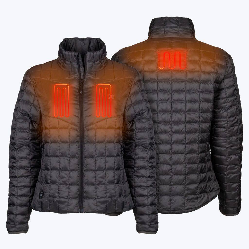 Left. Mobile Warming - Women's Outrider Heated Jacket - Dark Charcoal.