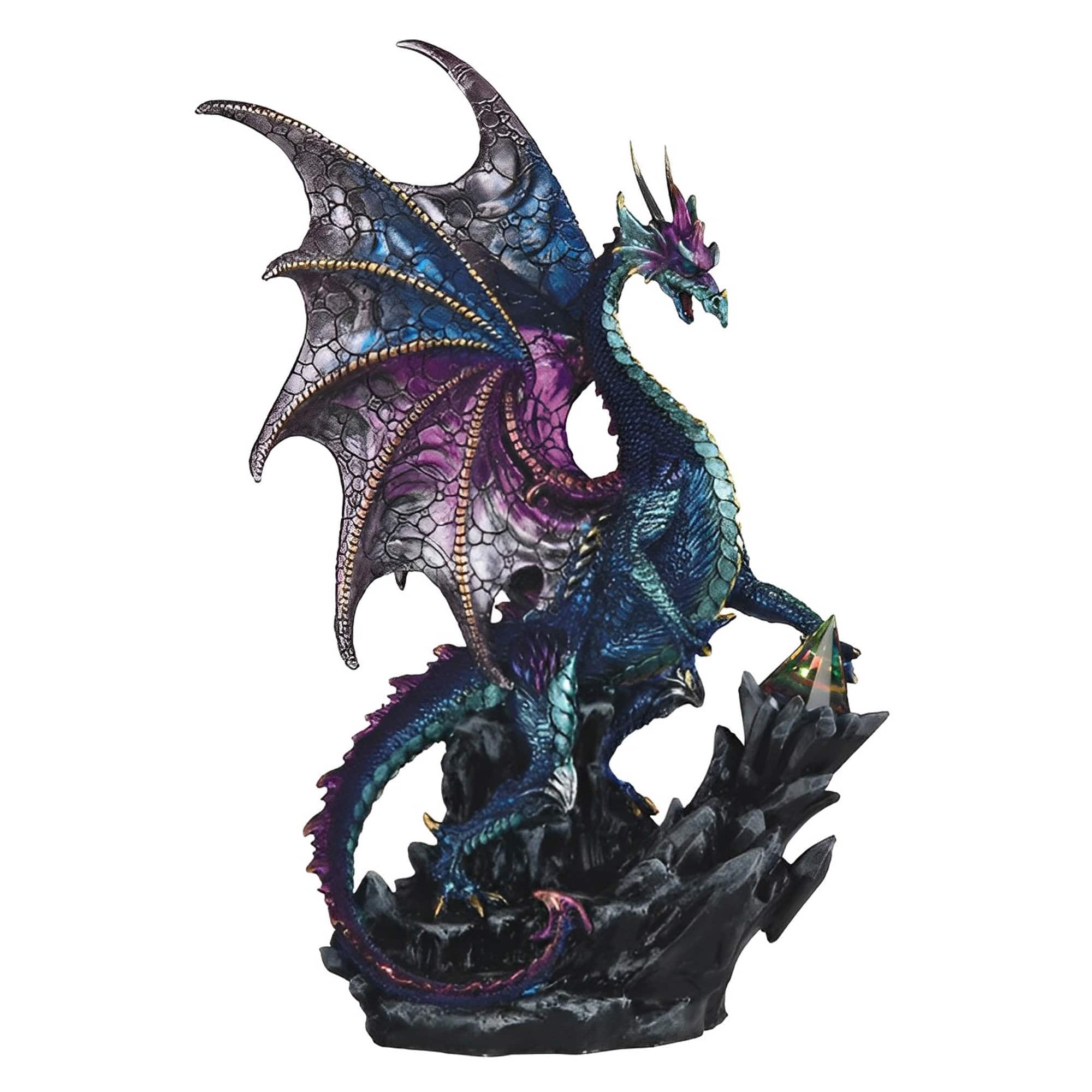 FC Design - 16.5"H Dragon with Pyramid Glass Figurine Statue Office/Computer Desk Tabletop Medieval Gaming Home Decor Gift - Multi-Color