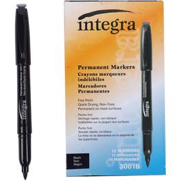 Integra - Permanent Fine Point Markers Fine Marker Point Black Ink 1 Dozen