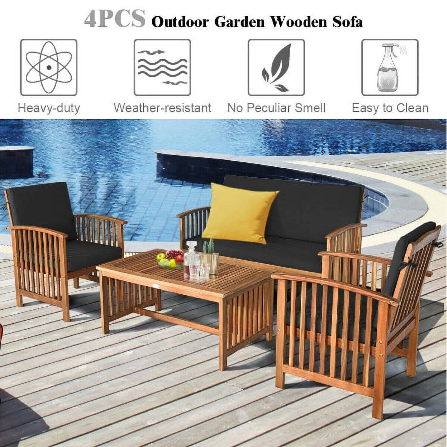 4PCS Outdoor Garden Wooden Sofa

Heavy-duty  
Weather-resistant  
No Peculiar Smell  
Easy to Clean